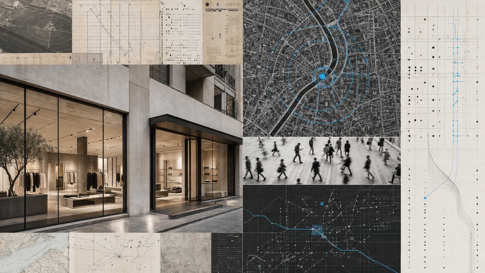 Dossier visivo di spazio commerciale, mappa urbana e analisi di compatibilità